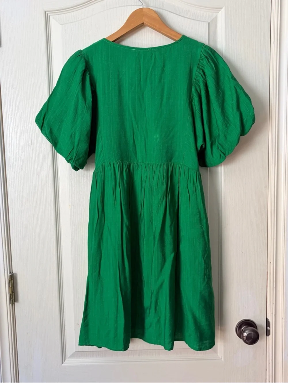 NWT Jodifl Boutique Green Embroidered Tie-Neck Mini Dress, Small - Picture 3 of 11